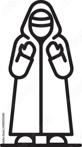 Woman in burqa or abaya with heart hands