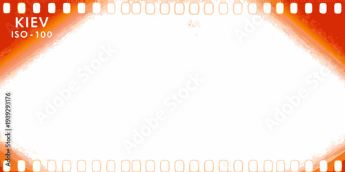 Film strip border with kiev text and iso 100 information displayed