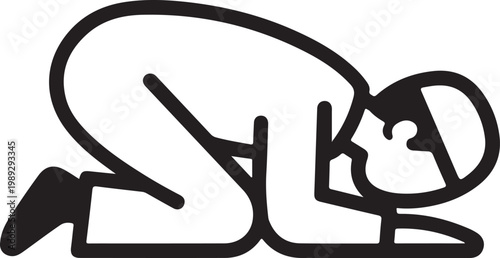 Woman kneeling in prayer, silhouette black