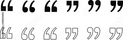 Quotation Marks Icon Set Speech Bubble Typography Vector Elements
