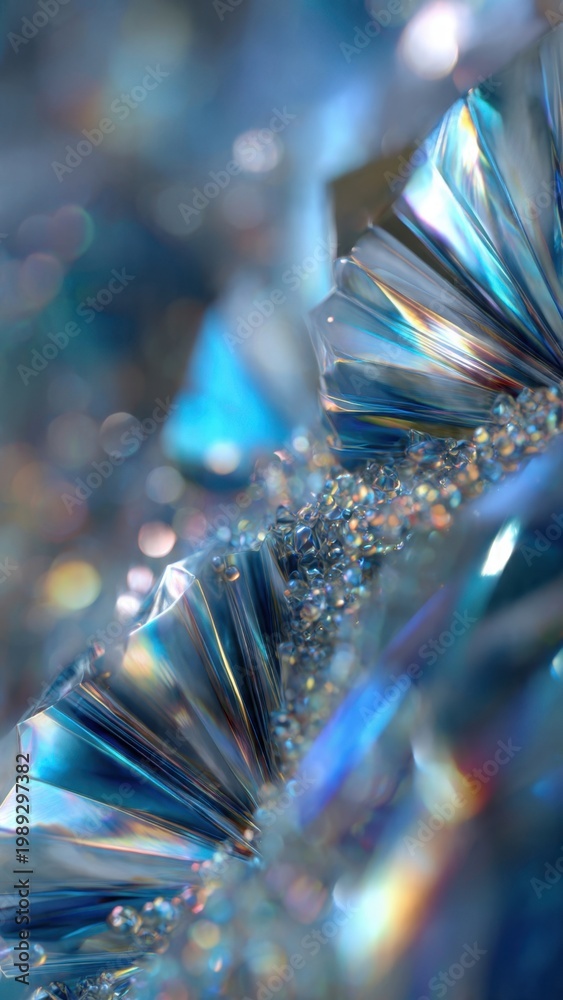 Naklejka premium Crystal Macro with Blue Light Reflections