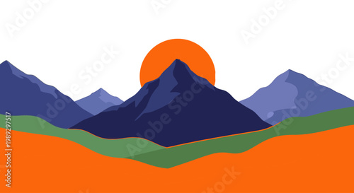 Silhouette of people atop a mountain gazing at a vibrant sunset