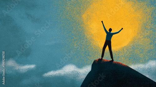 Achievement joy reaching a goal or succes.