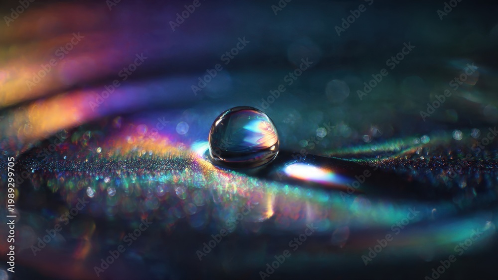 Obraz premium Raindrop Reflecting Rainbow Colors