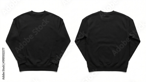 Two black crewneck sweatshirts Mockup displayed on a white background