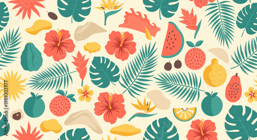 A cheerful and vibrant illustration evoking summer, relaxation, and a sense of natural abundance. Ideal for backgrounds, marketing, or adding a playfu