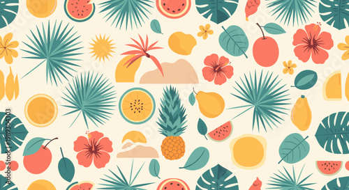 Vibrant and cheerful illustration featuring fruit and foliage. Perfect for summer marketing, website design, or adding a playful touch to social media