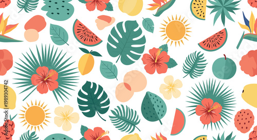 A vibrant, stylized illustration evokes warmth and joy, ideal for summer marketing materials, website backgrounds, and social media content with a tro