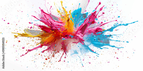 Abstract colorful background with bright circles and psychedelic digital shapes creating a vibrant rainbow fractal pattern for a modern wallpaper backdrop.