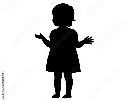 silhouette of a girl raising her hand, vector illustration, icon isolated on white background
