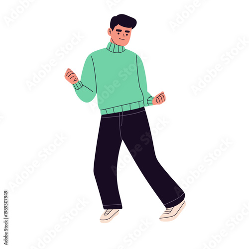 Flat illustration of diverse people dancing in different poses and styles. ideal for concepts of fun, activity, lifestyle, music, celebration, happiness and social interaction.