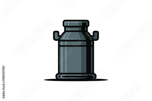 Milk can icon represents the traditional equipment used by dairy farmers for storing fresh.