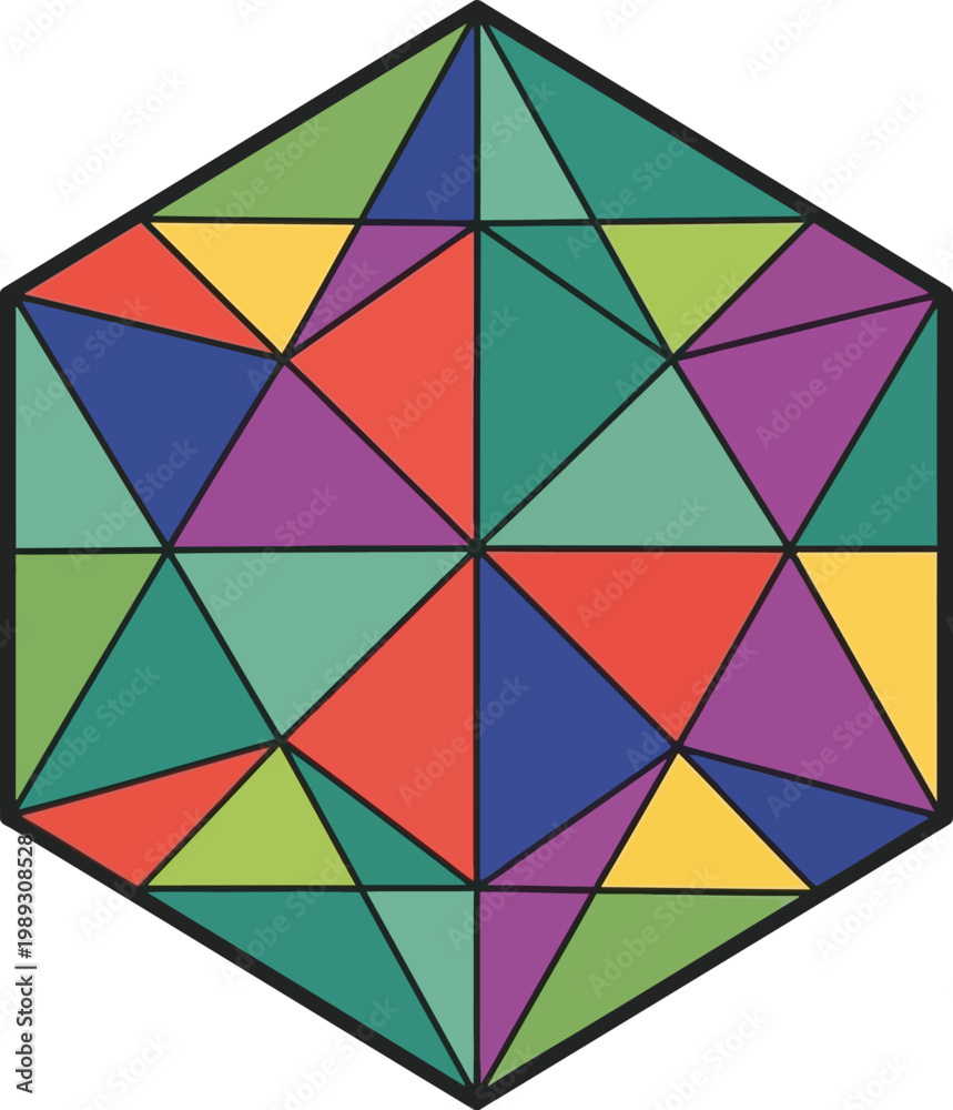 Fototapeta premium Colorful abstract geometric hexagon flat vector illustration triangle