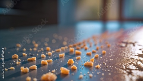crumb trail across countertop