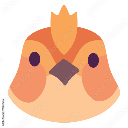 Lark bird face icon. Cute stylized orange small animal head. Minimalist vector illustration for early riser concept, circadian rhythm, chronotype and natural morning routine symbol
