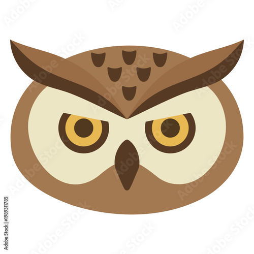 Stylized owl head icon as a symbol of the night chronotype. Minimalist bird illustration representing a sleep pattern and wakefulness mode for health and lifestyle management concepts