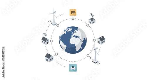 Digital network connecting global communities with sustainable energy solutions for a connected world