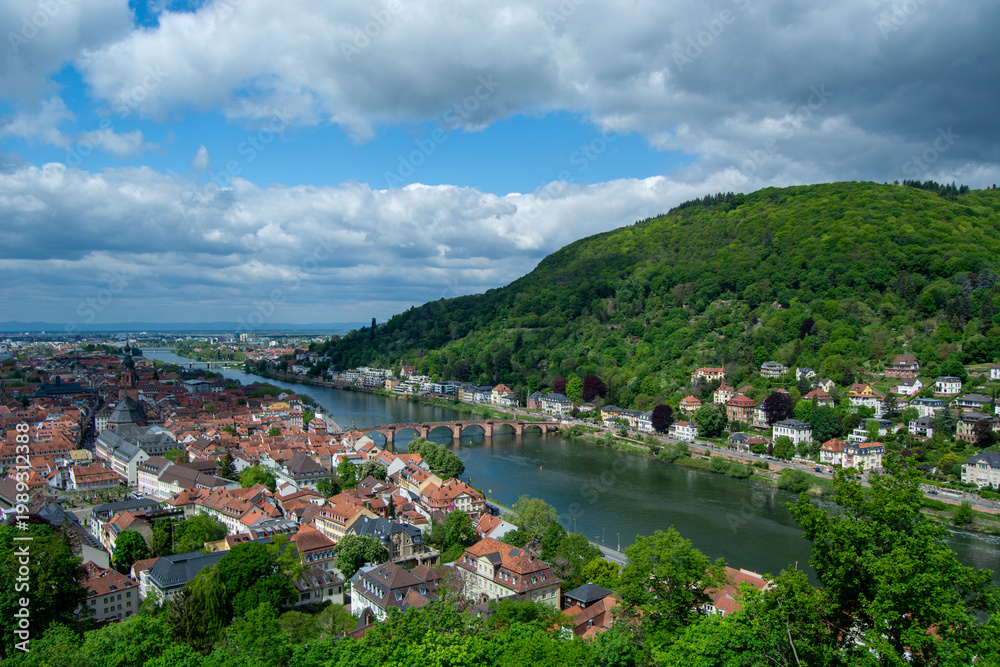 Naklejka premium Scenic view of Heidelberg by the river