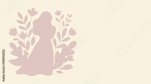 Elegant profile silhouette of a graceful woman adorned with delicate floral elements, perfect for sophisticated design projects and romantic themes