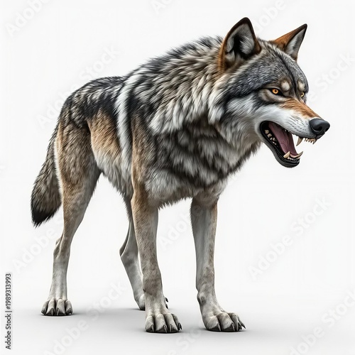 wolf in front of white background