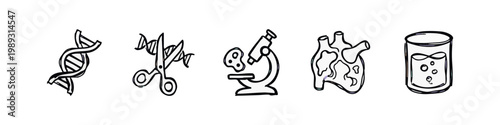 Hand Drawn Biology and Laboratory Science Vector Icons