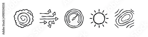 Hand Drawn Weather and Scientific Measurement Icons Set