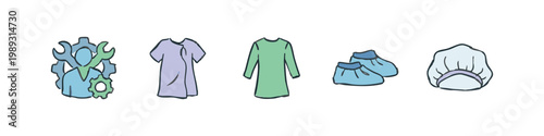 Medical Apparel Icons: Gown, Booties, Cap