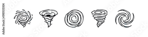 Collection of abstract spiral and vortex shapes