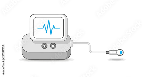 Medical ECG Machine Monitor with Heartbeat Waveform Display