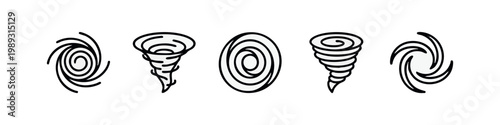 Outline illustrations of storm and spiral patterns