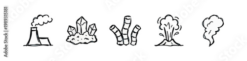 Doodle icons representing natural forces and elements