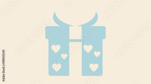 A soft blue gift box adorned with scattered heart shapes, symbolizing love and thoughtful gestures