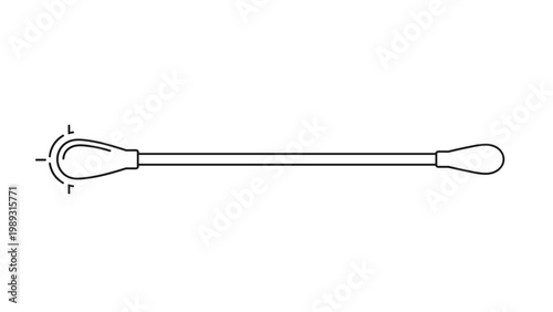 Single cotton swab or q-tip for personal hygiene and cosmetic use shown in a simple horizontal line art illustration style.