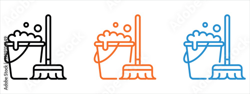 Professional Cleaning Service Icon Set for Janitorial Housekeeping and Sanitation Concept Vector Illustration.