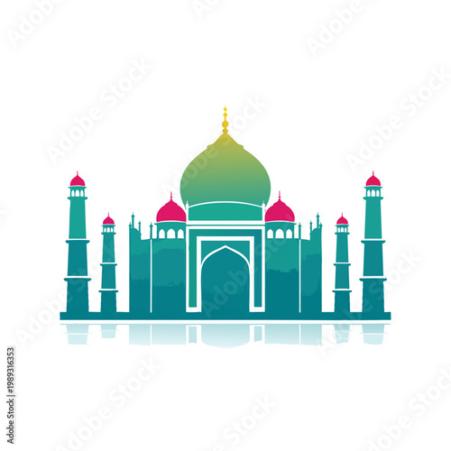 Beautiful Illustration of a Grand Islamic Mosque with Dome and Minarets