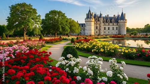 Chateau de Chenonceau and its Gardens in the Loire Valley France.