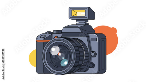 Professional digital single lens reflex camera with an external flash unit mounted on top for advanced studio photography.