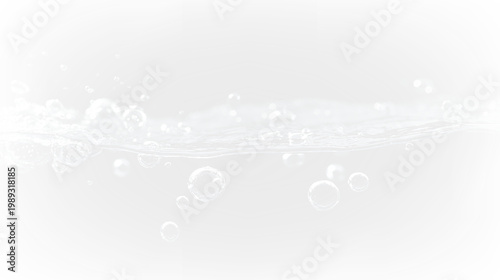 Foto Various water bubbles floating in liquid with a contrasting dark and light backg
