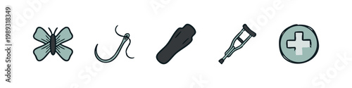 Doodle icons for medical treatment and recovery