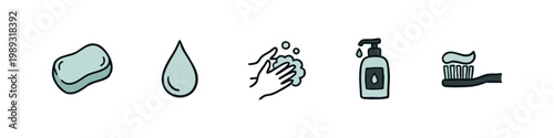 Doodle icons for personal hygiene and cleanliness