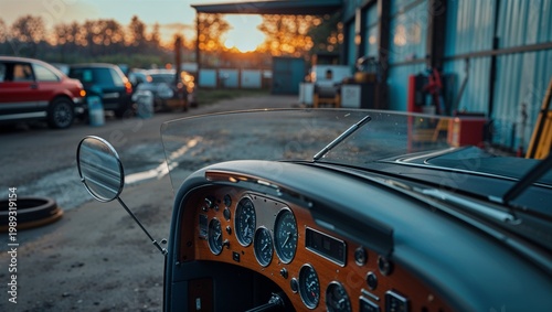 dashboard panel in a city street