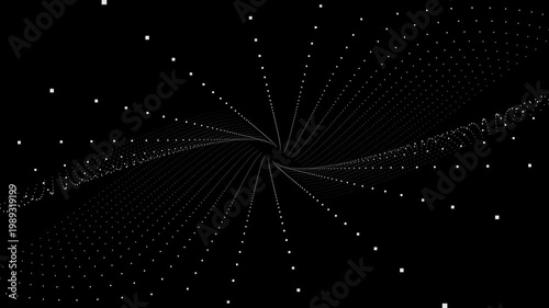 A high-quality 4K loop featuring a vortex (pusingan) particle grid. Perfect for tech, cybersecurity, and sci-fi video projects. seamless duration.