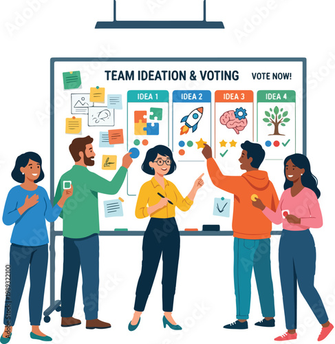 Business mentor explaining market strategy on office board