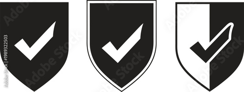 Three shield icons with checkmarks a visual representation of security and validation