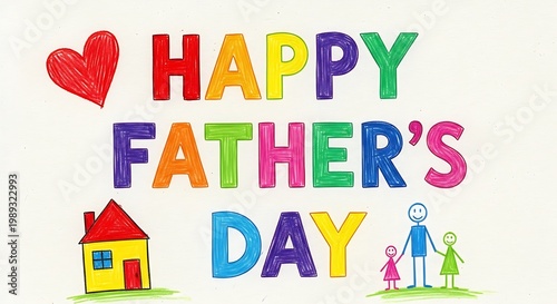 Colorful celebration of father's day with a heartwarming family illustration illustration