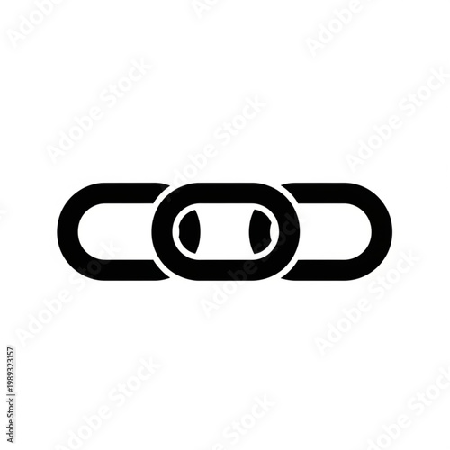 Simple Black Chain Link Icon Illustration.