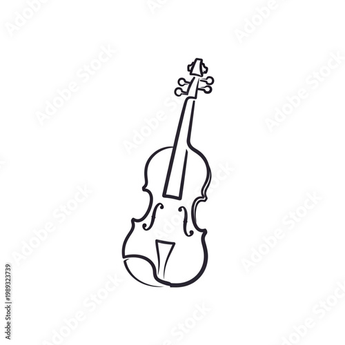 Simple Line Drawing of Violin Instrument.