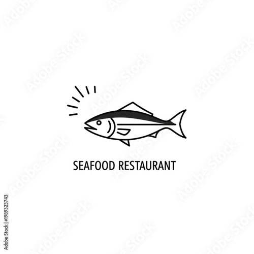 Simple Line Drawing of Tuna Fish.