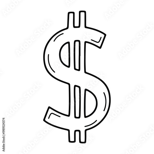 Minimal Dollar Sign Icon Illustration for Financial Business and Marketing Graphics.