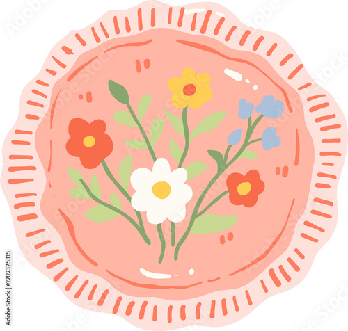 Floral Decorative Plate Illustration